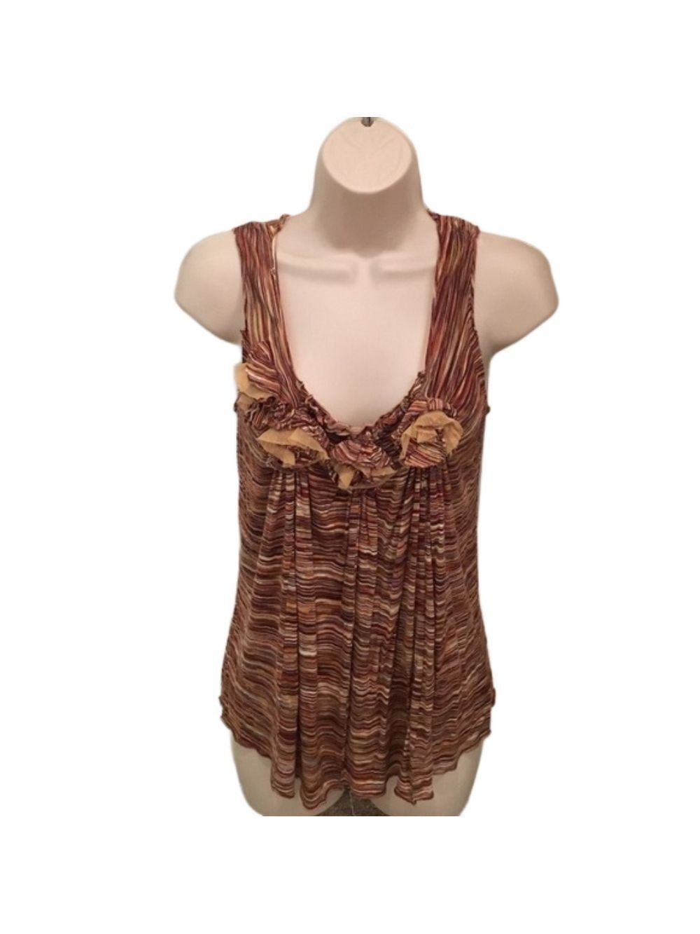ANTHROPOLOGIE'S "Deletta" Brown & Tan Striped Tank Size S